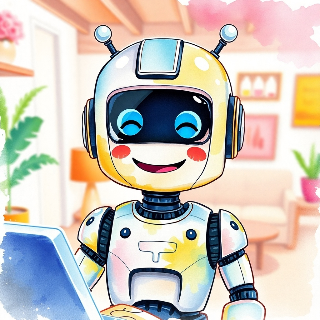 A detailed, photorealistic image of a friendly, animated chatbot avatar displaying various emotions while chatting with a user; the background shows a cozy, inviting setting that portrays warmth and approachability, reflecting brand values.